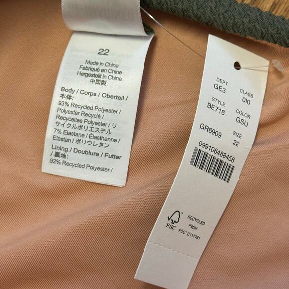 J. Crew Green Textured One-Shoulder One-Piece Size 22 - Picture 10 of 11